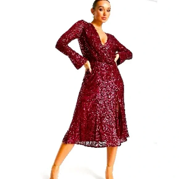open lace back dress ALEX KIMONO IN ROSSO – One Fell Swoop main image 1